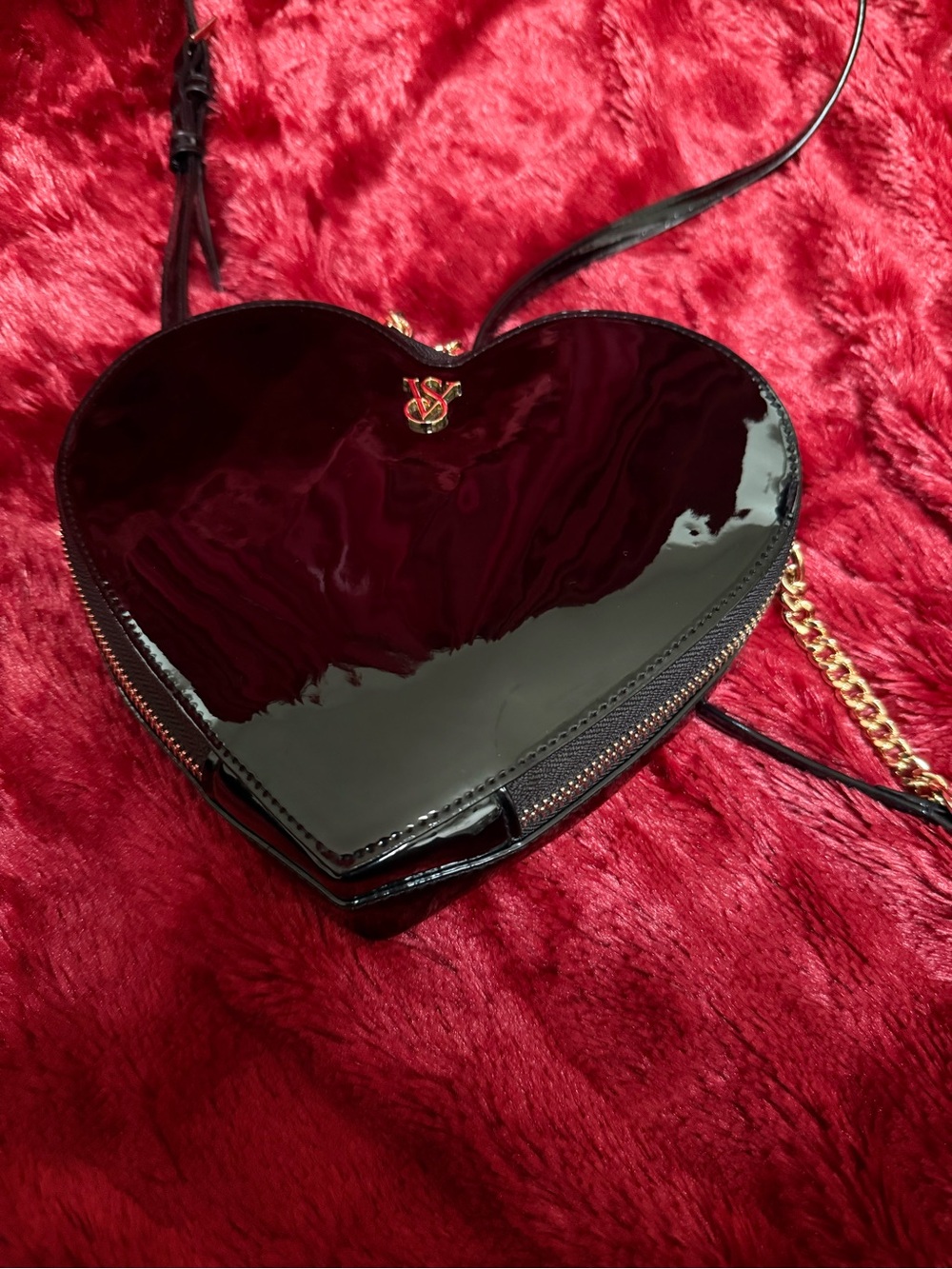Patent Heart Crossbody Bag in Deep Burgundy - Women Bags